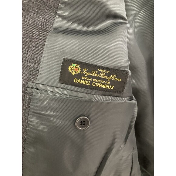 Men's Vintage Cremieux Loro Piana Wool Blazer Sport Coat Gray Plaid 46L - Picture 10 of 13